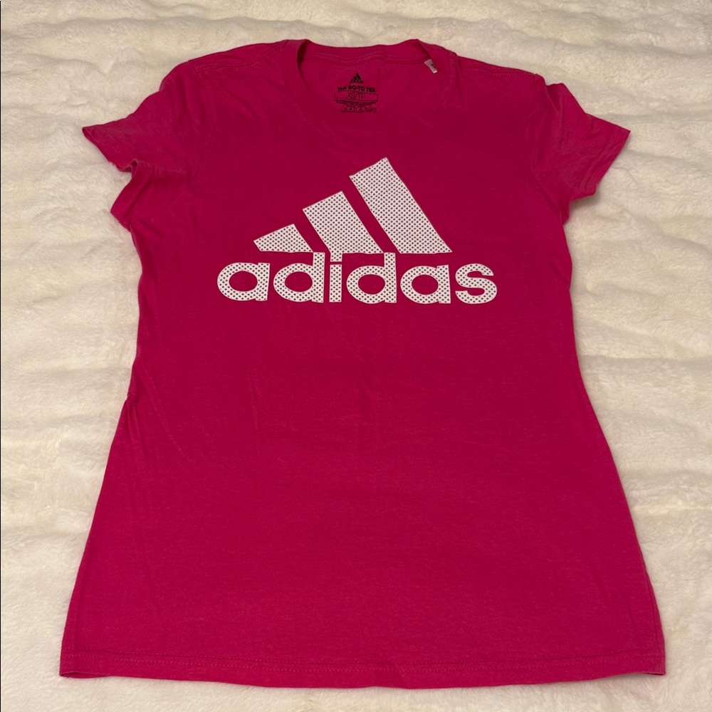 Adidas Fuchsia Tee with White Logo